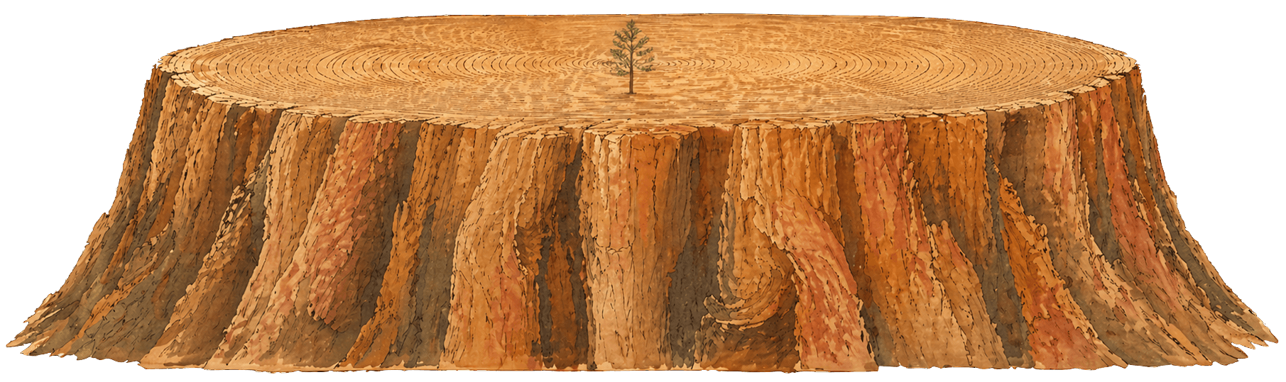 A painterly tree against a warm sky